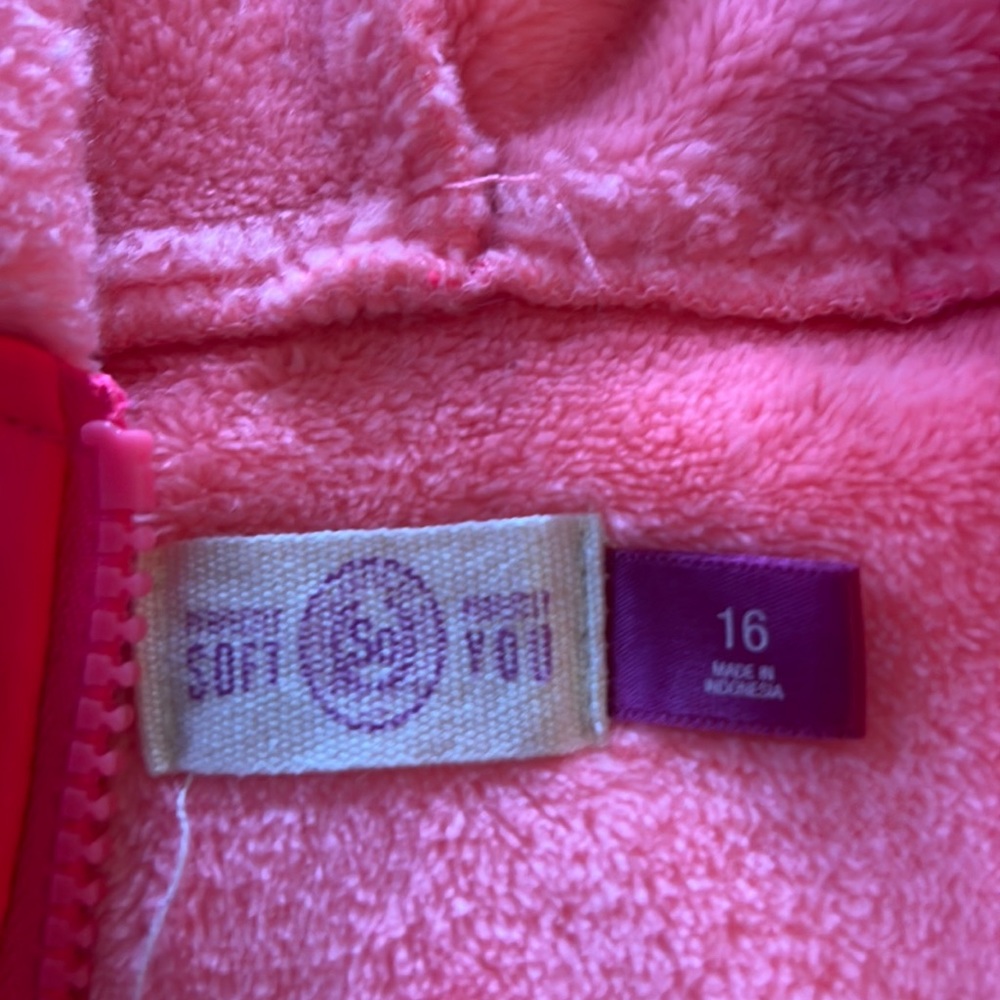 Size 16 fleece zip up jacket SO brand coral color